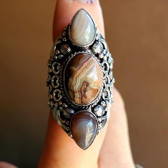 New Botswana Agate 925 Silver Statement Ring. - Picture 9 of 9